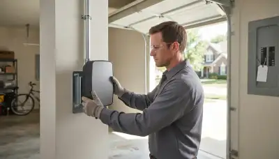 Electrician installing a Level 2 EV charger in a Naperville, IL garage
