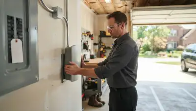 Electrician installing an EV charger with protected conduit in a Naperville, IL garage