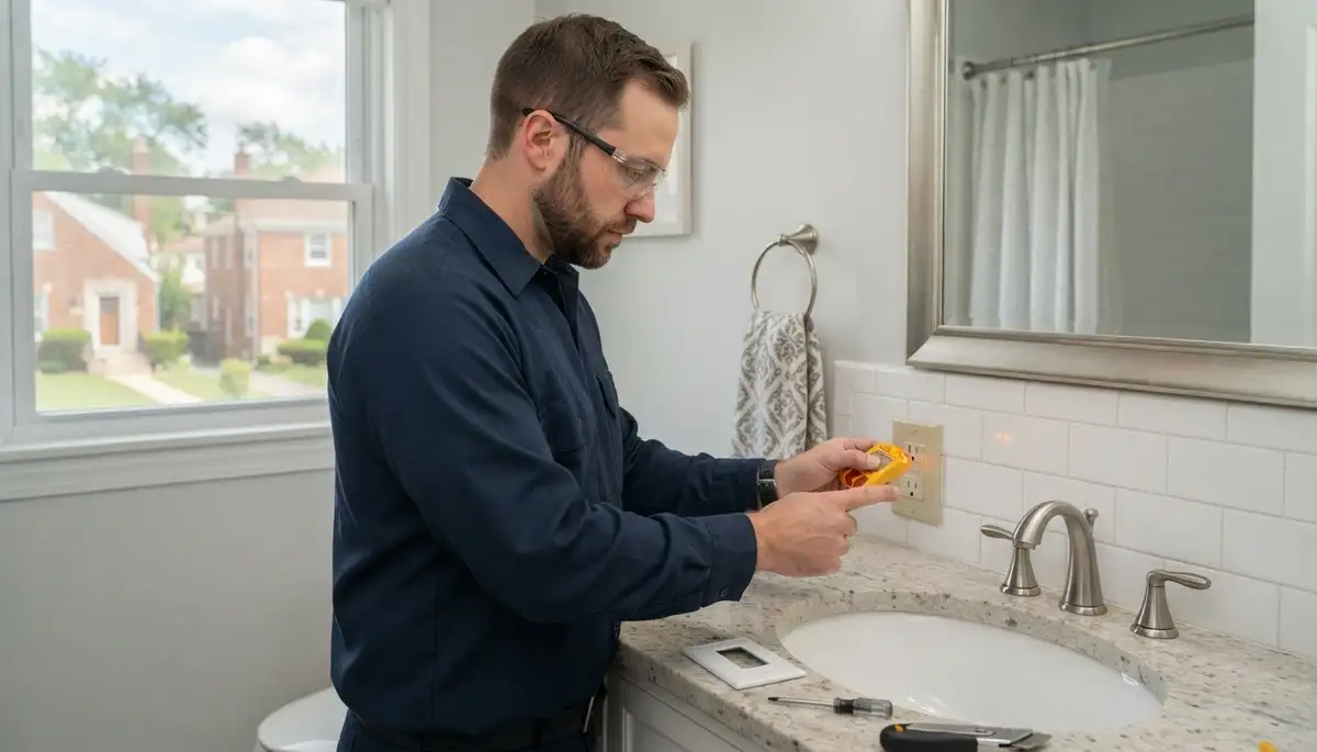 GFCI outlet providing ground-fault protection near a sink in a Naperville, IL kitchen