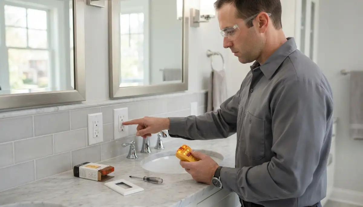 GFCI outlet providing ground-fault protection near water in a Naperville, IL home