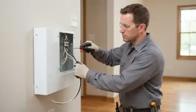 Electrician wiring a wall-mounted heater on a dedicated circuit in Naperville, IL