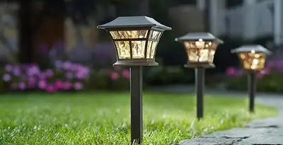 landscape lighting installation services with professionally installed pathway lights in Naperville, IL