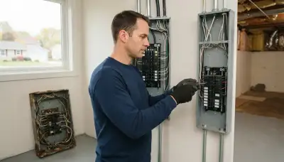 Electrician upgrading an older home's electrical panel to 200 amps in Naperville, IL