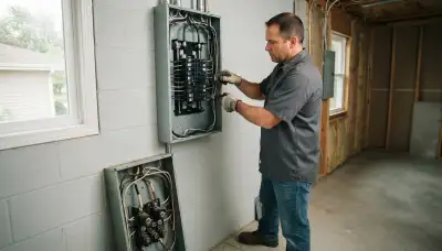 Electrician upgrading an older home's electrical panel to 200 amps in Warrenville, IL