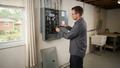 Electrician upgrading an older home's electrical panel to 200 amps in Westmont, IL
