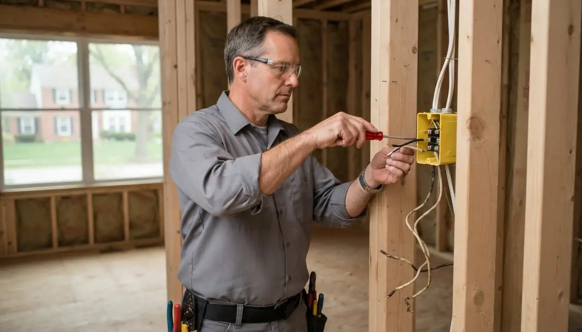 Naperville, IL electrician adding circuits and rewiring a home for safer modern electrical use